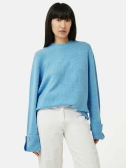 Button Detail Oversized Jumper | Blue