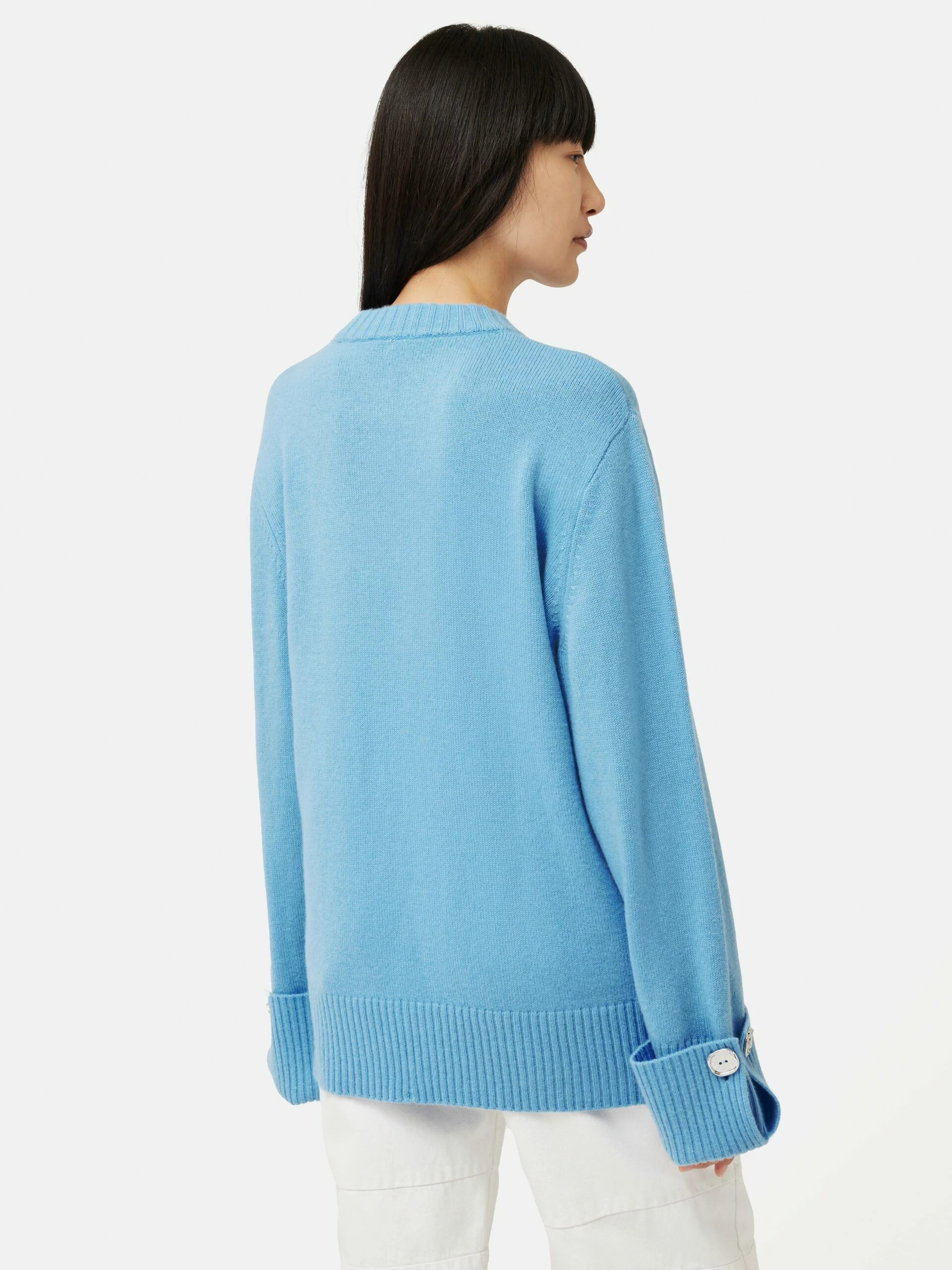 Button Detail Oversized Jumper | Blue 6 Button Detail Oversized Jumper | Blue - Image 6