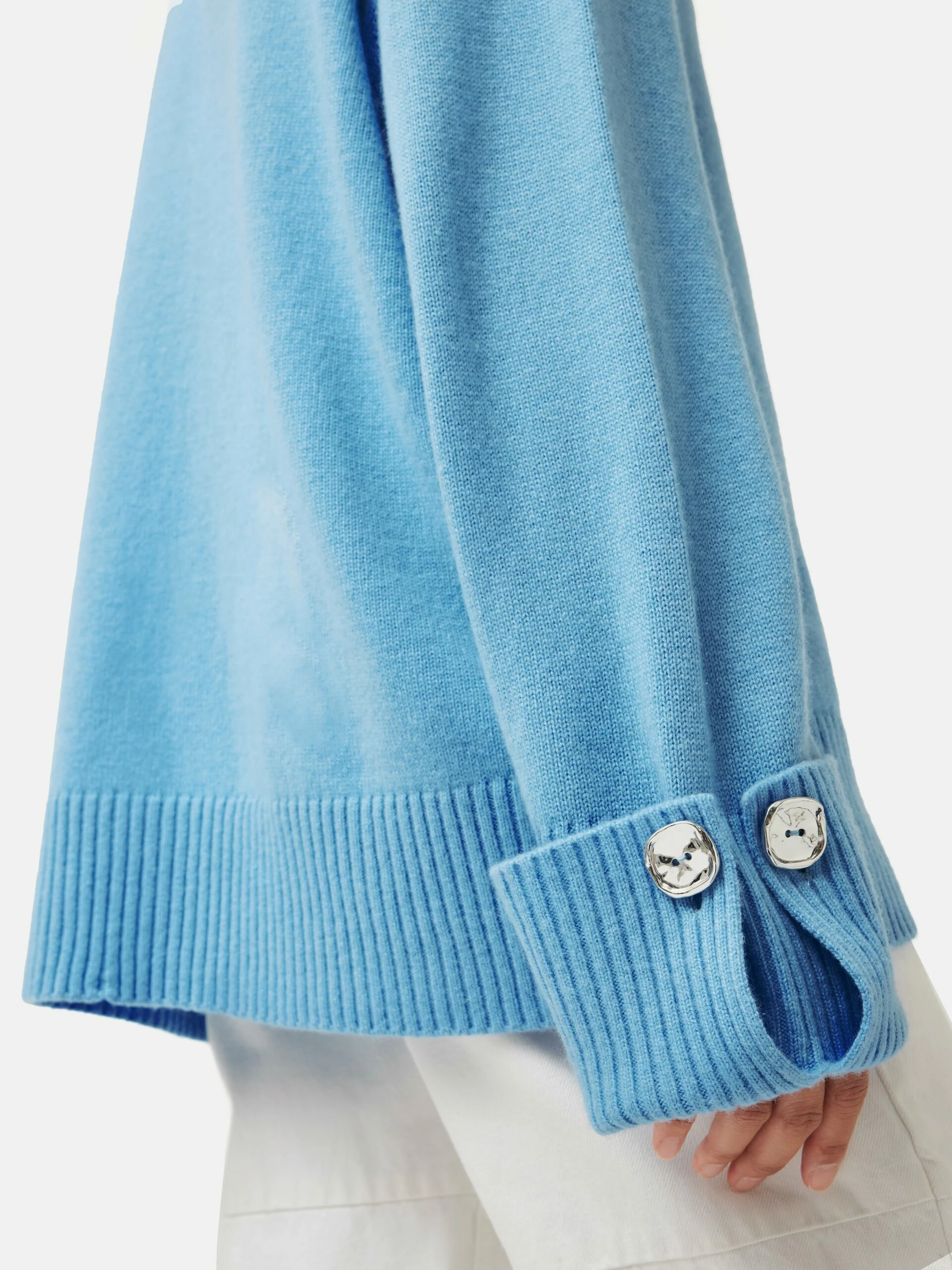 Button Detail Oversized Jumper | Blue 8 Button Detail Oversized Jumper | Blue - Image 8