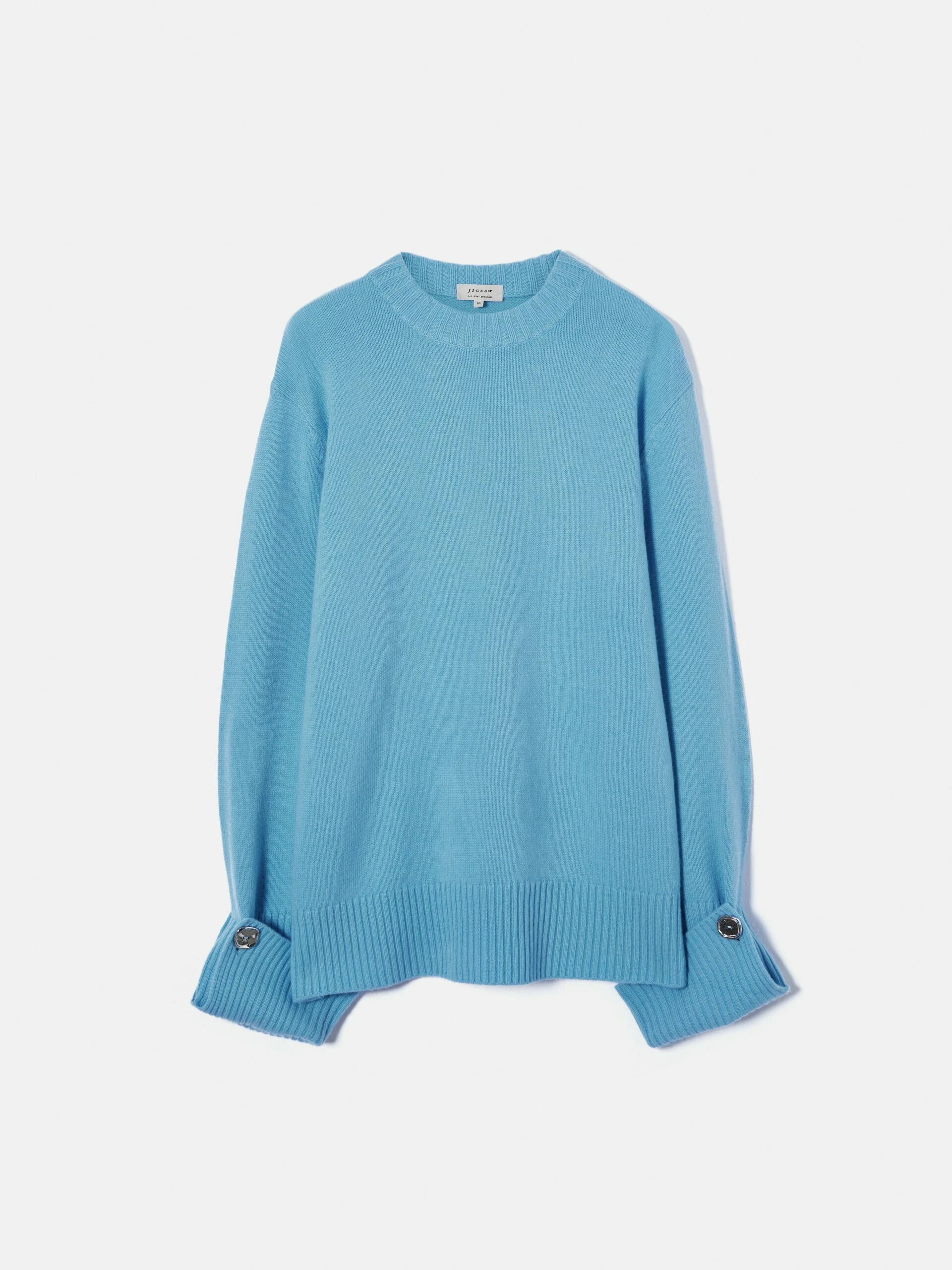Button Detail Oversized Jumper | Blue 9 Button Detail Oversized Jumper | Blue - Image 9