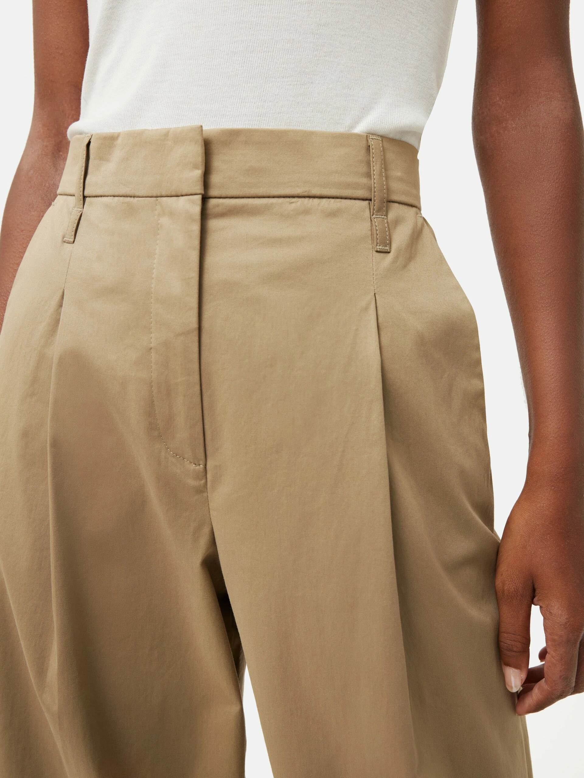 Cotton Pleat Front Trouser | Stone 3 Cotton Pleat Front Trouser | Stone - Image 3