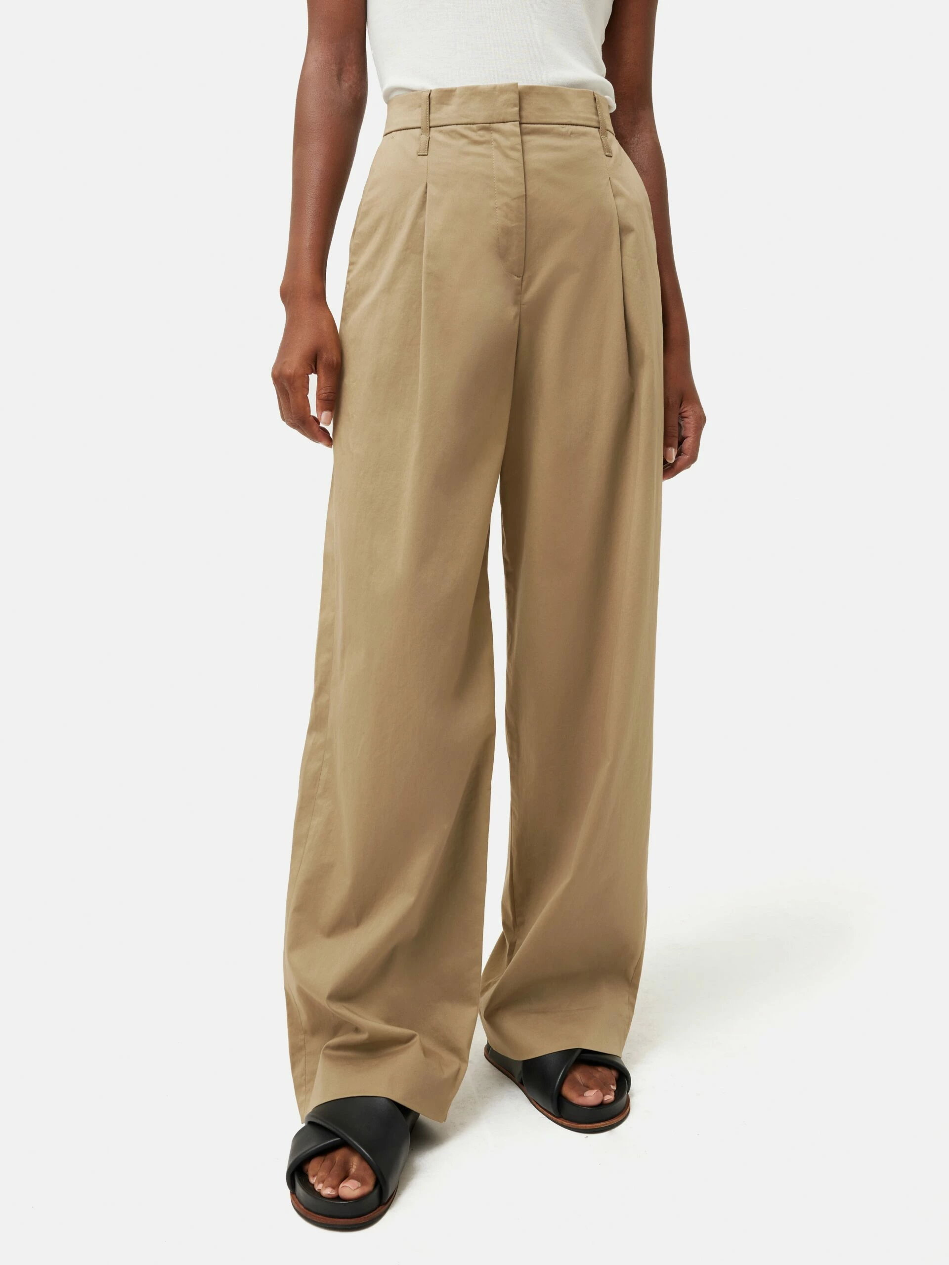 Cotton Pleat Front Trouser | Stone 1 Cotton Pleat Front Trouser | Stone