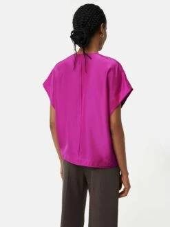 Silk Habotai V Neck Top | Pink -Jigsaw Shop J47312 PI000 5