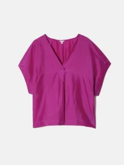 Silk Habotai V Neck Top | Pink -Jigsaw Shop J47312 PI000 STILL 10
