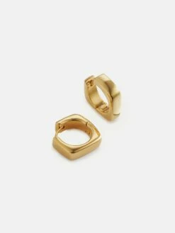Chunky Square Hoop Earring | Gold -Jigsaw Shop J47332 YE004 STILL 2