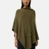 Wool Cashmere Blend Drape Poncho | Green