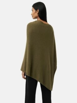 Wool Cashmere Blend Drape Poncho | Green -Jigsaw Shop J47336 GN000 5