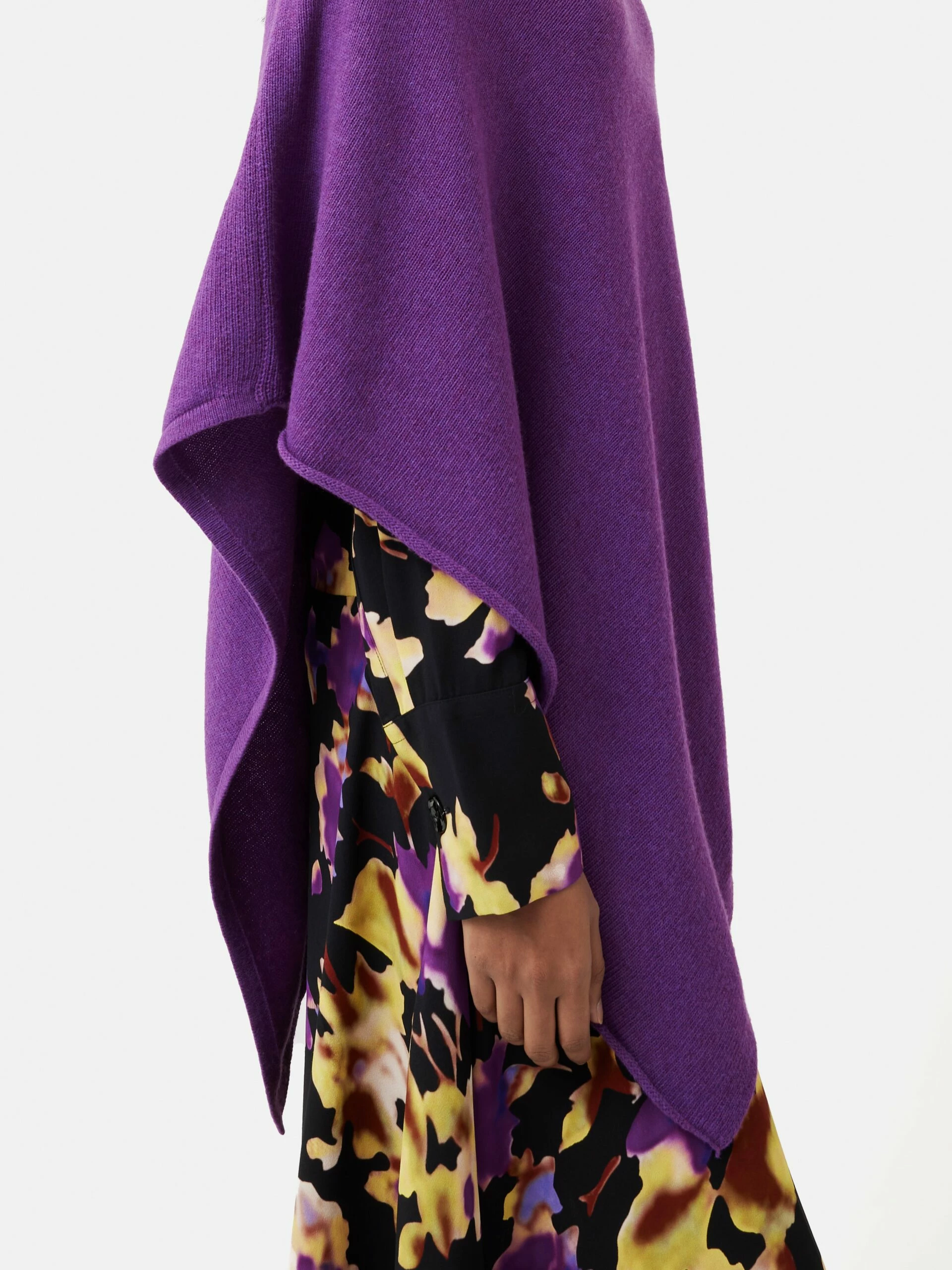 Wool Cashmere Blend Drape Poncho | Purple 3 Wool Cashmere Blend Drape Poncho | Purple - Image 3