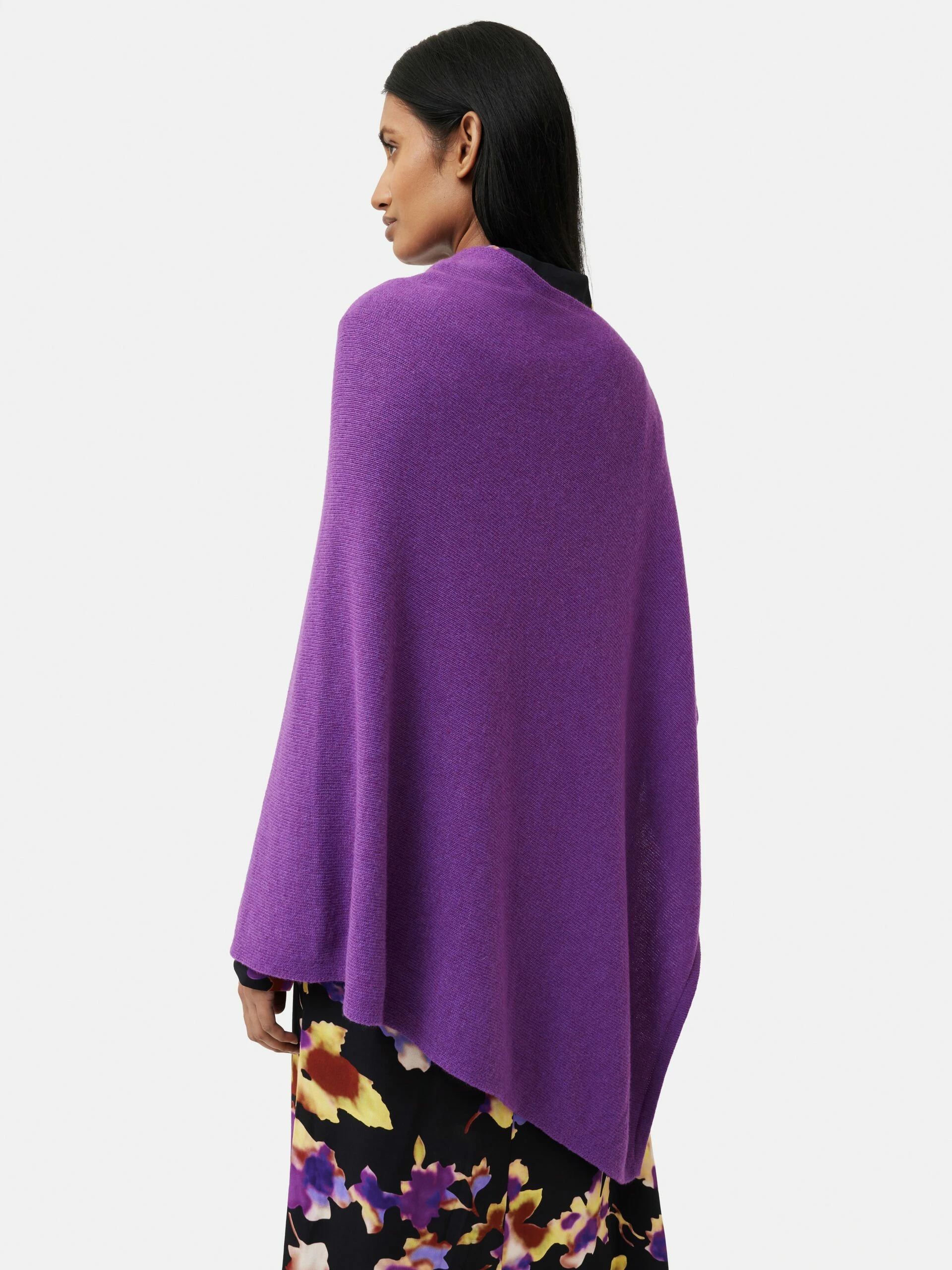 Wool Cashmere Blend Drape Poncho | Purple 2 Wool Cashmere Blend Drape Poncho | Purple - Image 2
