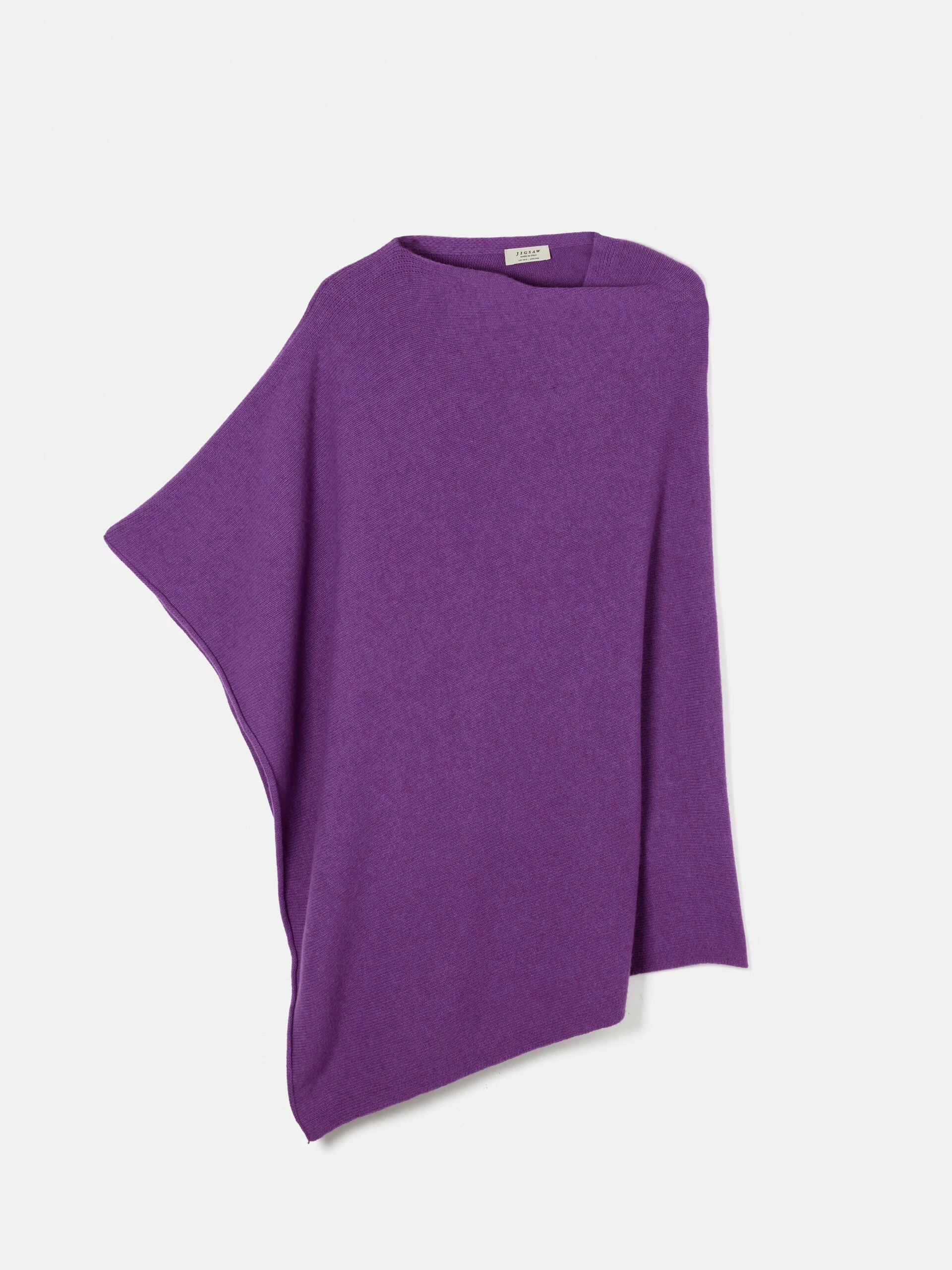 Wool Cashmere Blend Drape Poncho | Purple 5 Wool Cashmere Blend Drape Poncho | Purple - Image 5