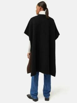 Double Faced Long Poncho | Black 8 Double Faced Long Poncho | Black -Jigsaw Shop J47338 BK000 5