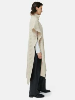 Long Slit Poncho | Cream -Jigsaw Shop J47339 CR000 2