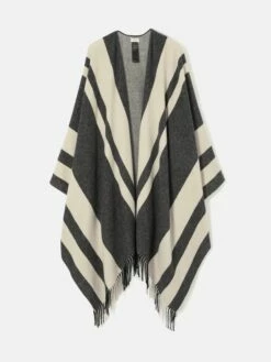 Striped Wool Blend Cape | Grey 20 Striped Wool Blend Cape | Grey -Jigsaw Shop J47352 GY000 10