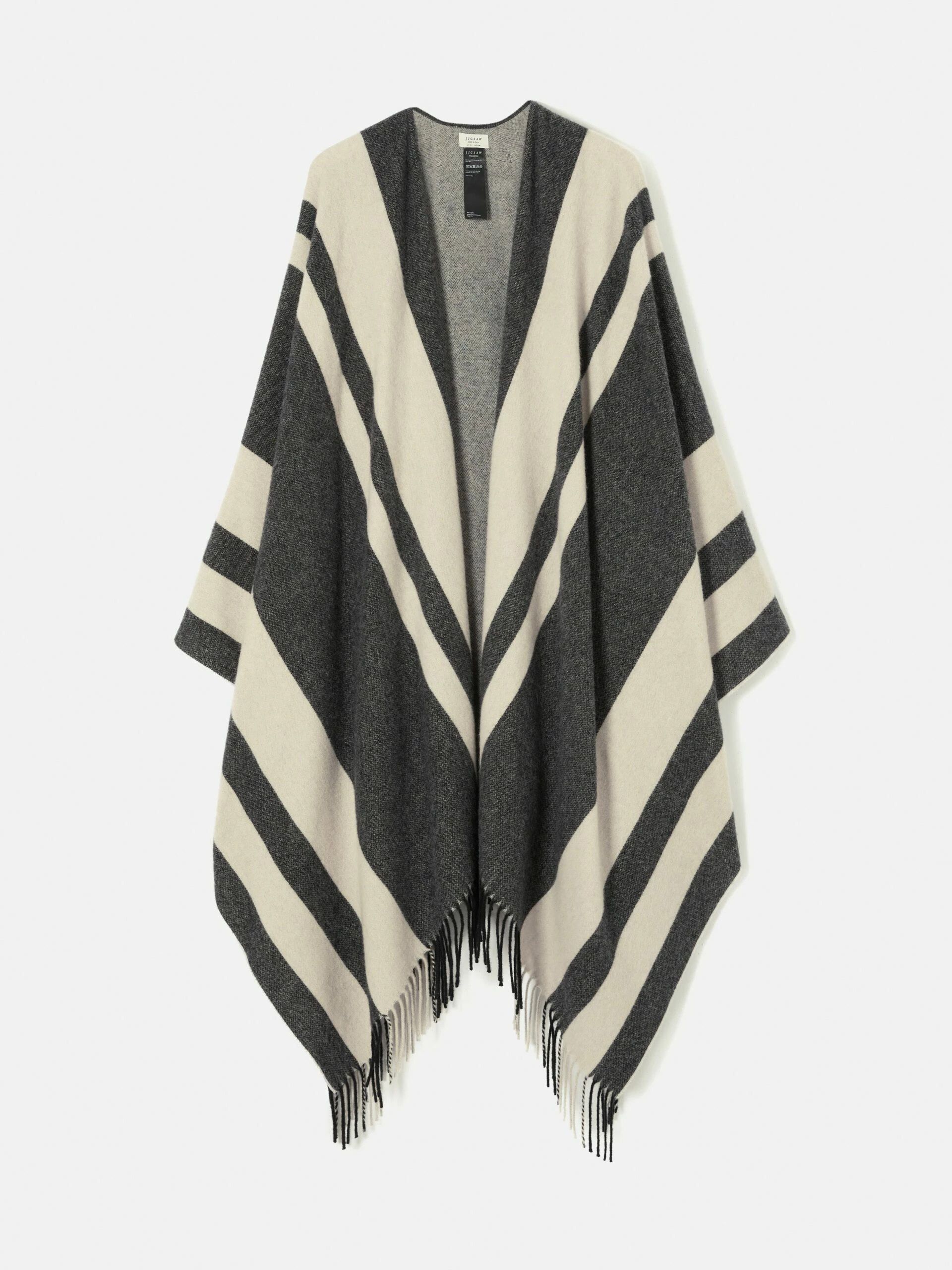 Striped Wool Blend Cape | Grey 10 Striped Wool Blend Cape | Grey - Image 10