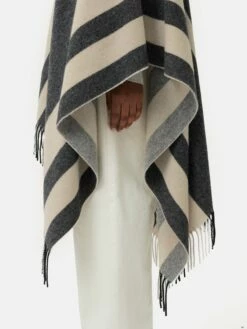 Striped Wool Blend Cape | Grey 15 Striped Wool Blend Cape | Grey -Jigsaw Shop J47352 GY000 6