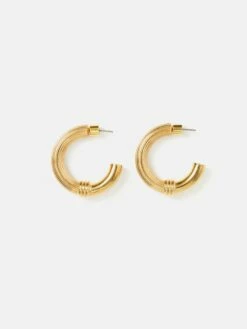 Textured Heritage Hoops | Gold 7 Textured Heritage Hoops | Gold -Jigsaw Shop J47354 YE004 STILL 2