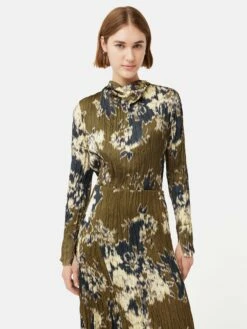 Glitched Ikat Crinkled Top | Green 11 Glitched Ikat Crinkled Top | Green -Jigsaw Shop J47415 GN000 4