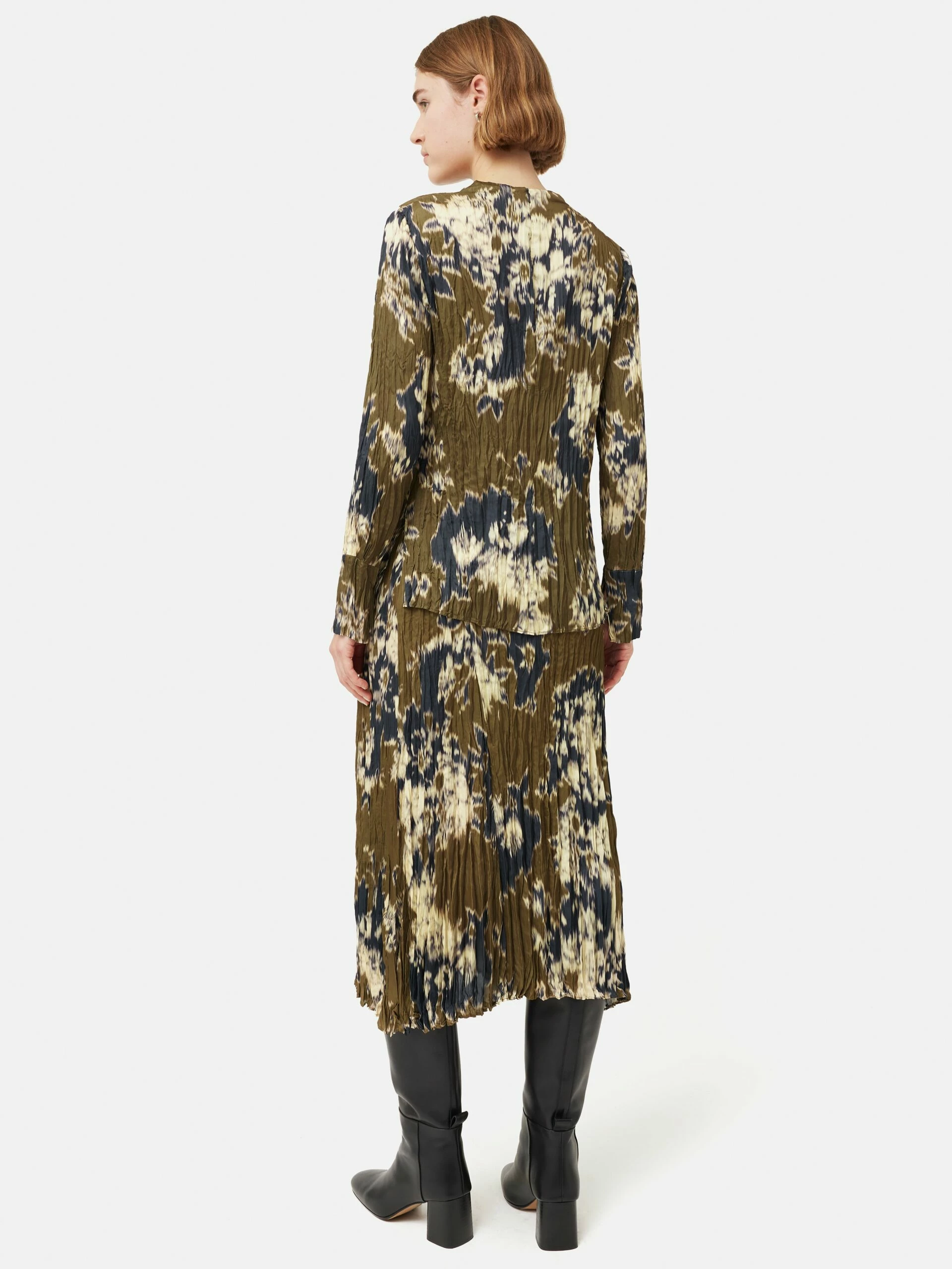 Glitched Ikat Crinkled Top | Green 5 Glitched Ikat Crinkled Top | Green - Image 5