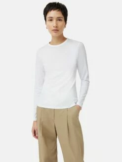 Supima Cotton Long Sleeve Tee | White 15 Supima Cotton Long Sleeve Tee | White -Jigsaw Shop J47438 WH000 8