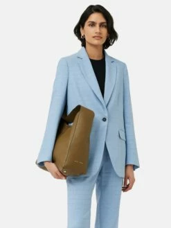 Knox Italian Linen Checked Blazer | Blue