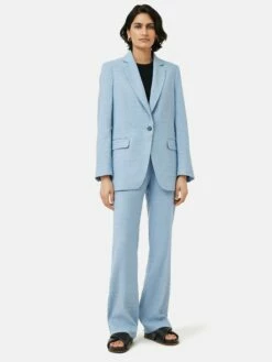 Knox Italian Linen Checked Blazer | Blue -Jigsaw Shop J47439 BL000 4