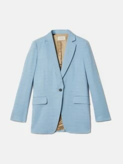 Knox Italian Linen Checked Blazer | Blue -Jigsaw Shop J47439 BL000 STILL 10