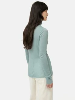 Wool Jersey Polo Neck Top | Blue -Jigsaw Shop J47455 BL000 5