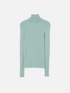 Wool Jersey Polo Neck Top | Blue -Jigsaw Shop J47455 BL000 STILL