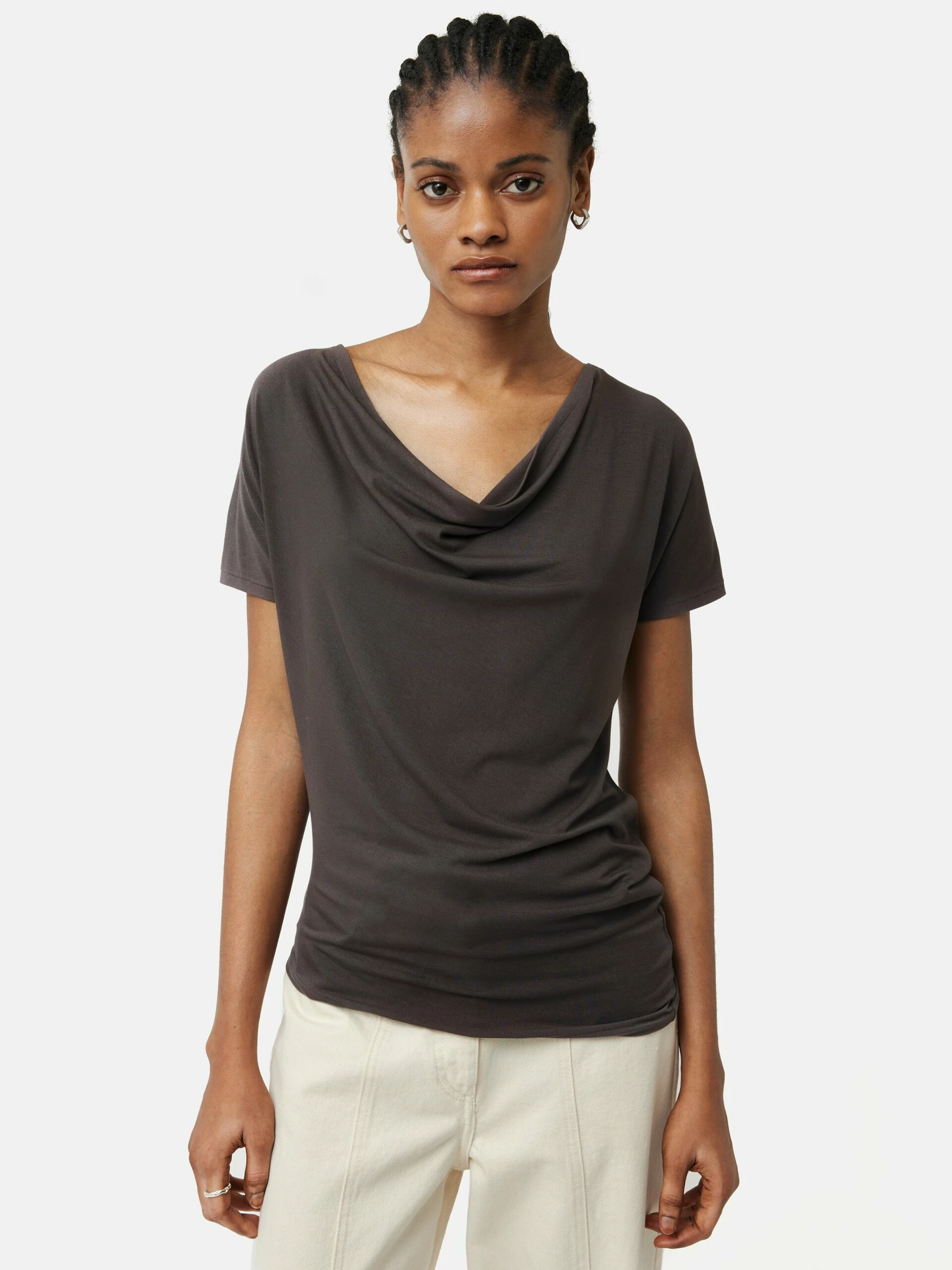 Drape Cowl Neck Top | Brown 4 Drape Cowl Neck Top | Brown - Image 4