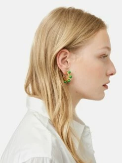 Ball Hoop Earring | Green 9 Ball Hoop Earring | Green -Jigsaw Shop J47494 GN000 3