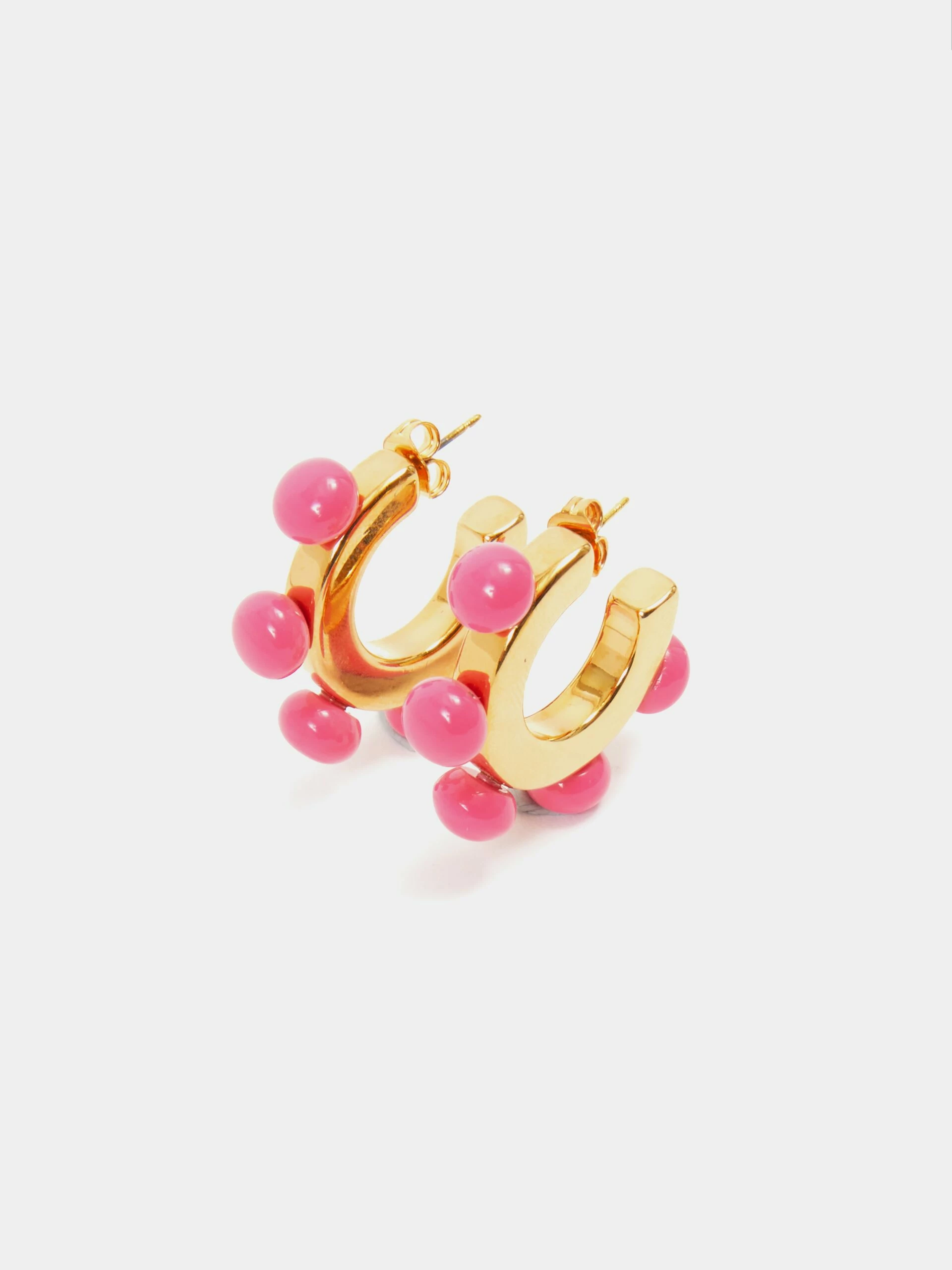 Ball Hoop Earring | Pink 1 Ball Hoop Earring | Pink