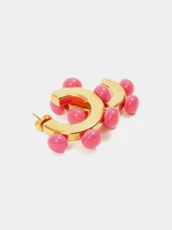 Ball Hoop Earring | Pink 7 Ball Hoop Earring | Pink -Jigsaw Shop J47494 PI000 STILL 1