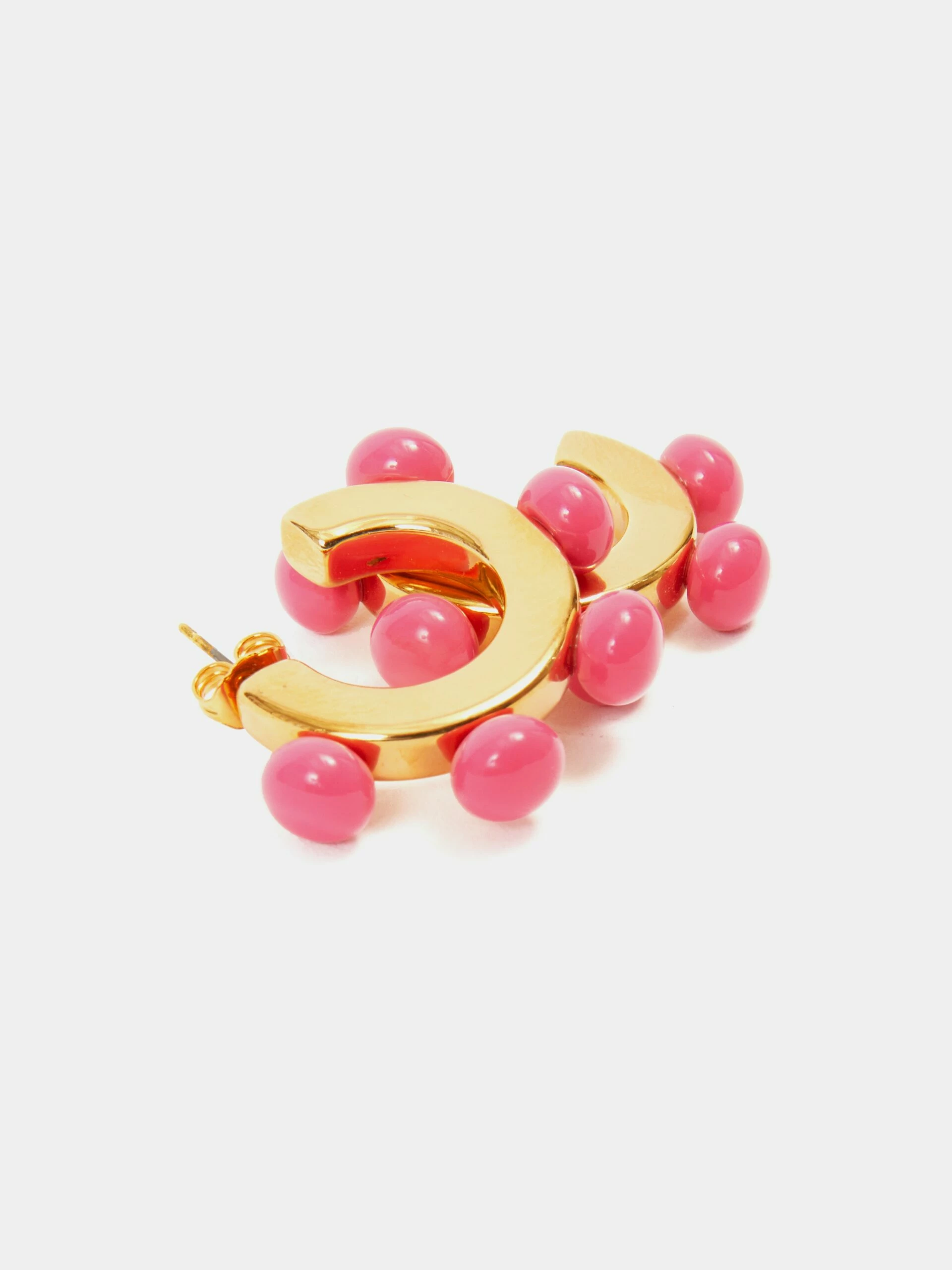Ball Hoop Earring | Pink 4 Ball Hoop Earring | Pink - Image 4