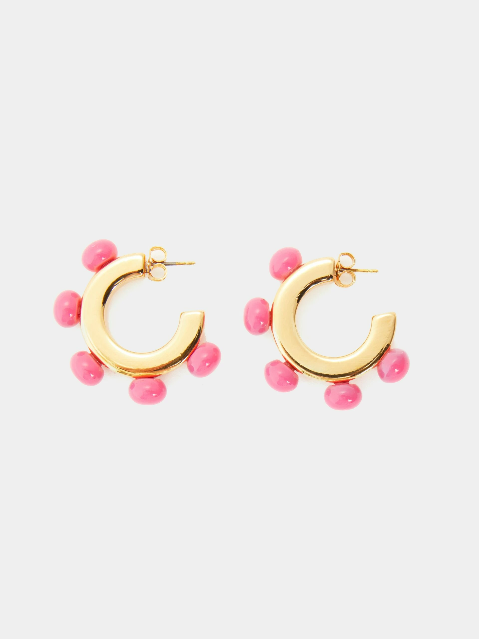 Ball Hoop Earring | Pink 3 Ball Hoop Earring | Pink - Image 3