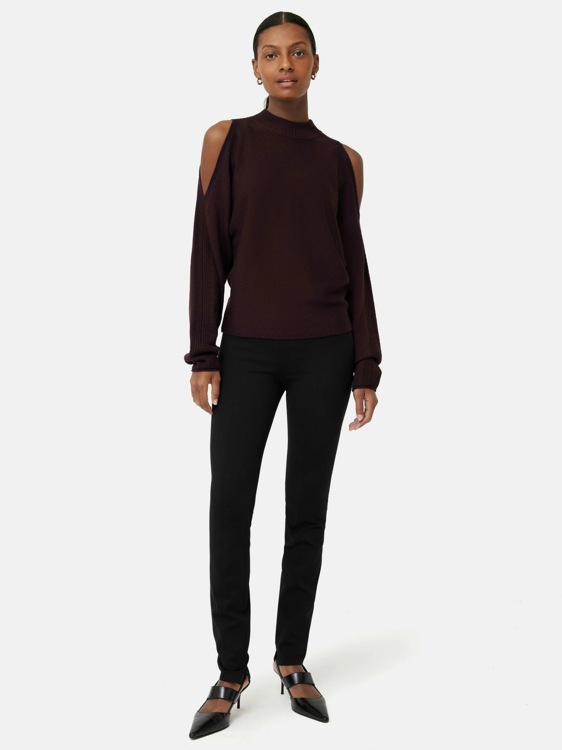 Merino Slit Shoulder Jumper | Burgundy 2 Merino Slit Shoulder Jumper | Burgundy - Image 2