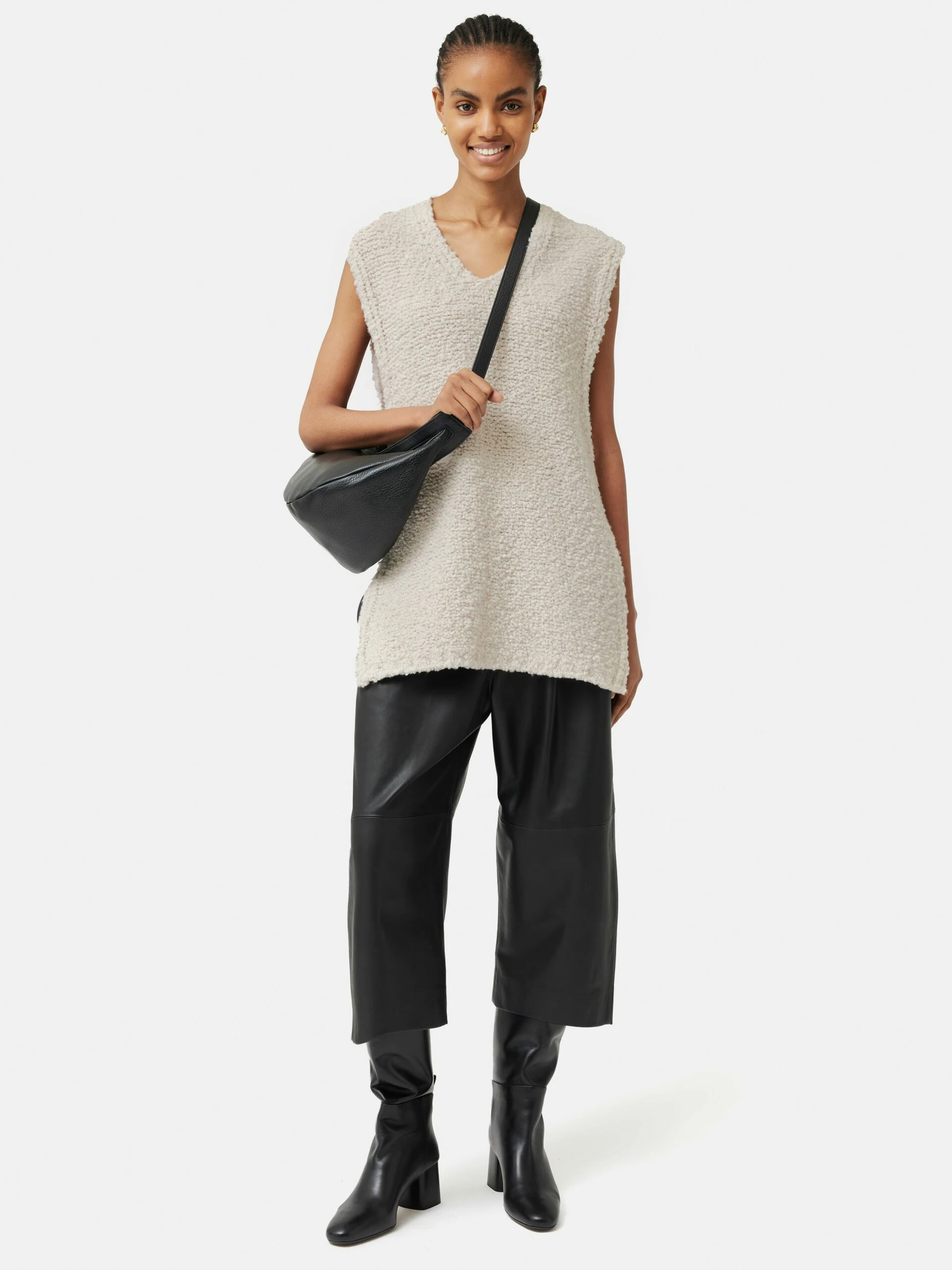 Boucle V Neck Tank Top | Cream 4 Boucle V Neck Tank Top | Cream - Image 4