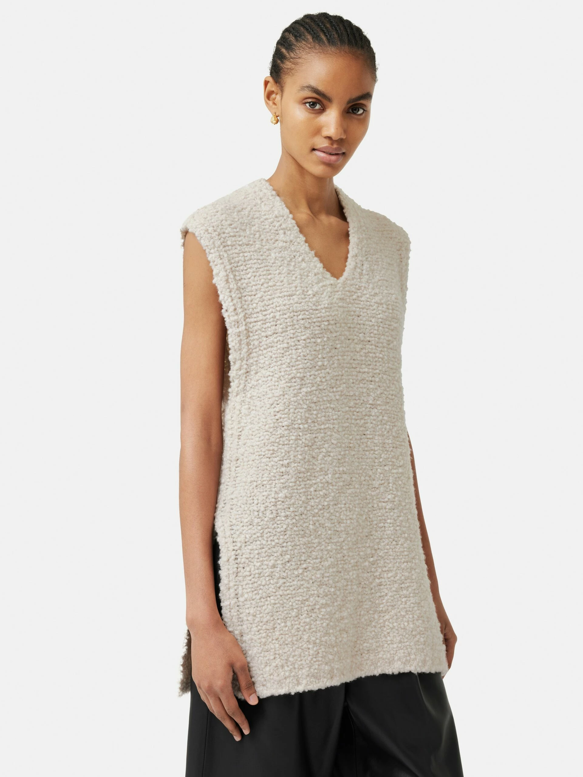 Boucle V Neck Tank Top | Cream 1 Boucle V Neck Tank Top | Cream