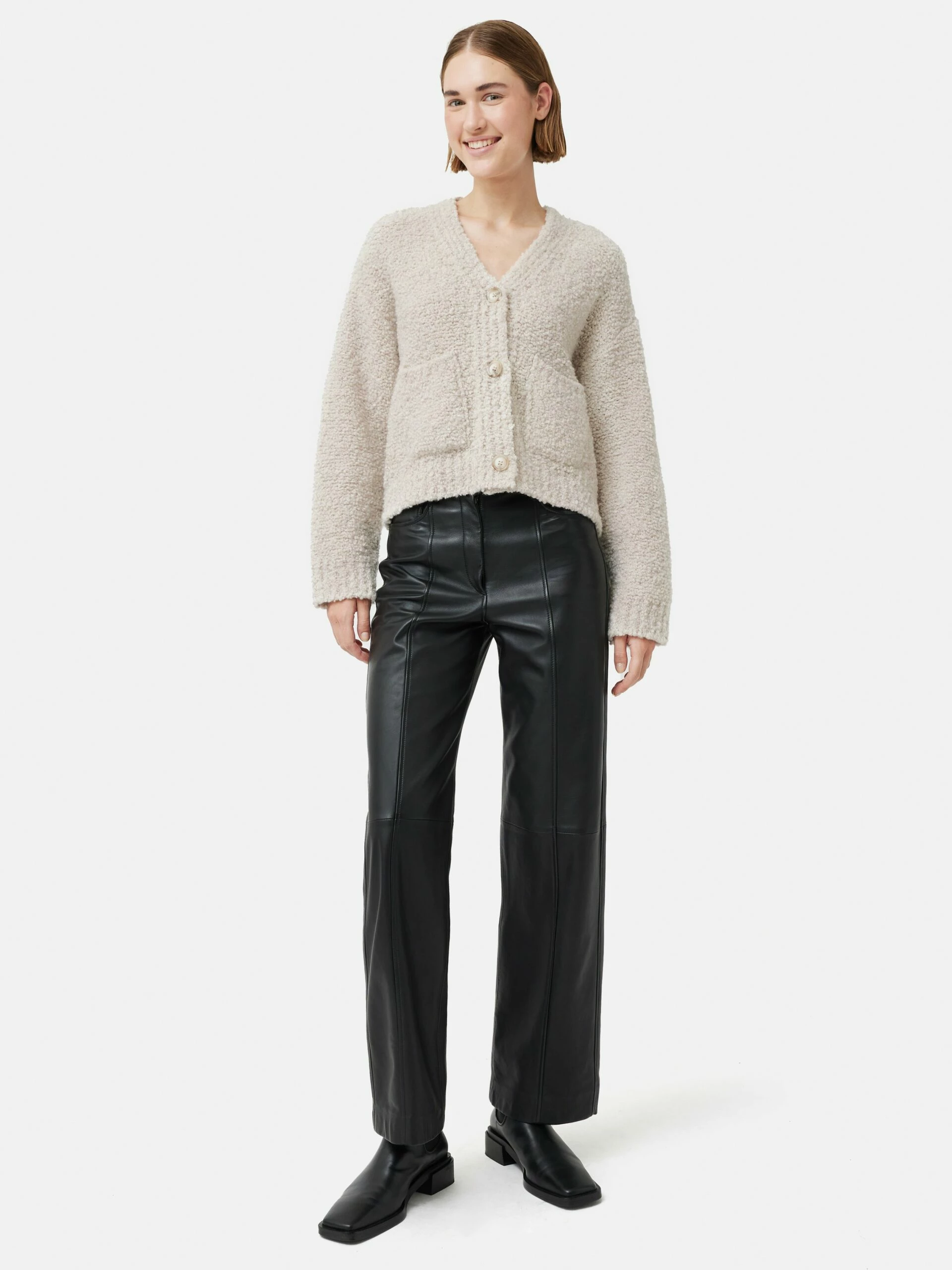 Boucle V Neck Cardigan | Cream 2 Boucle V Neck Cardigan | Cream - Image 2