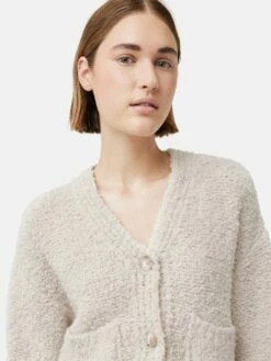 Boucle V Neck Cardigan | Cream 8 Boucle V Neck Cardigan | Cream -Jigsaw Shop J47510 CR000 1