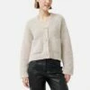 Boucle V Neck Cardigan | Cream