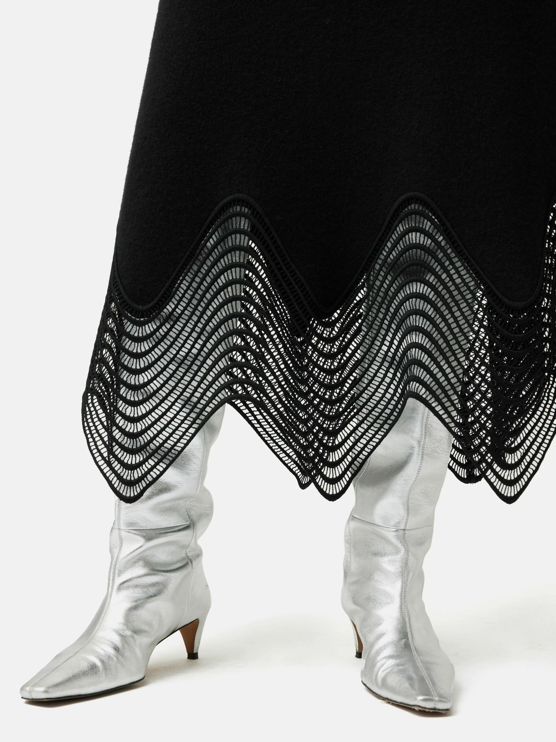 Lace Trim Knitted Skirt | Black 3 Lace Trim Knitted Skirt | Black - Image 3