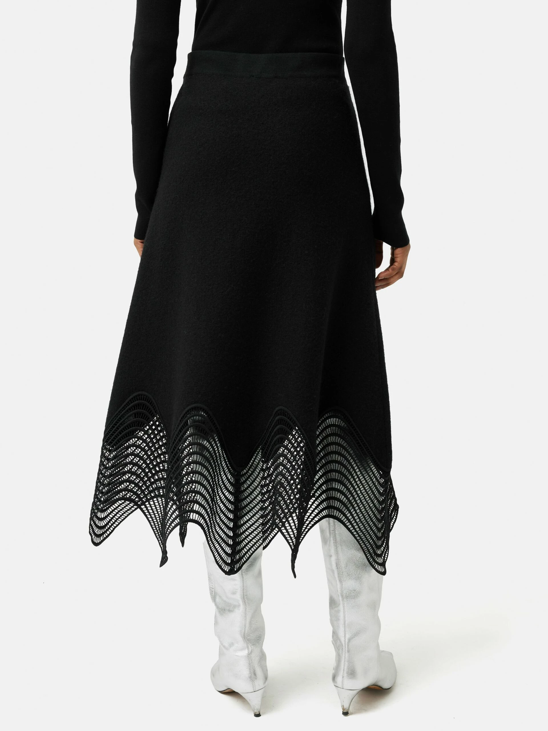 Lace Trim Knitted Skirt | Black 4 Lace Trim Knitted Skirt | Black - Image 4