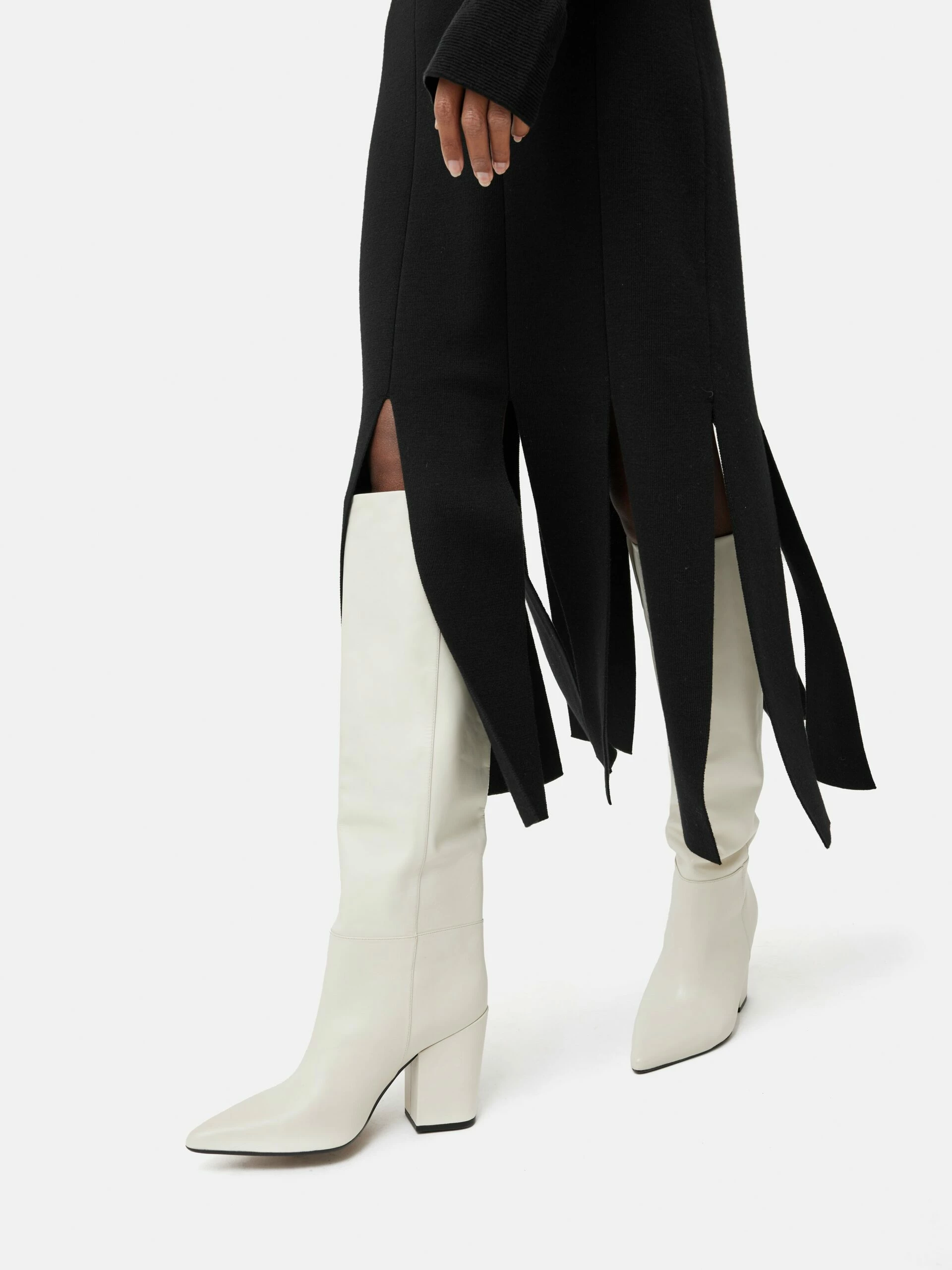 Knitted Split Hem Skirt | Black 2 Knitted Split Hem Skirt | Black - Image 2