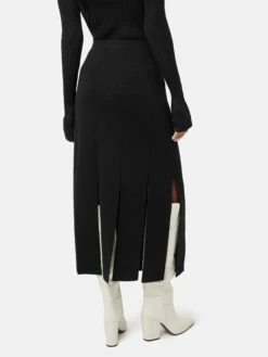 Knitted Split Hem Skirt | Black 11 Knitted Split Hem Skirt | Black -Jigsaw Shop J47523 BK000 5