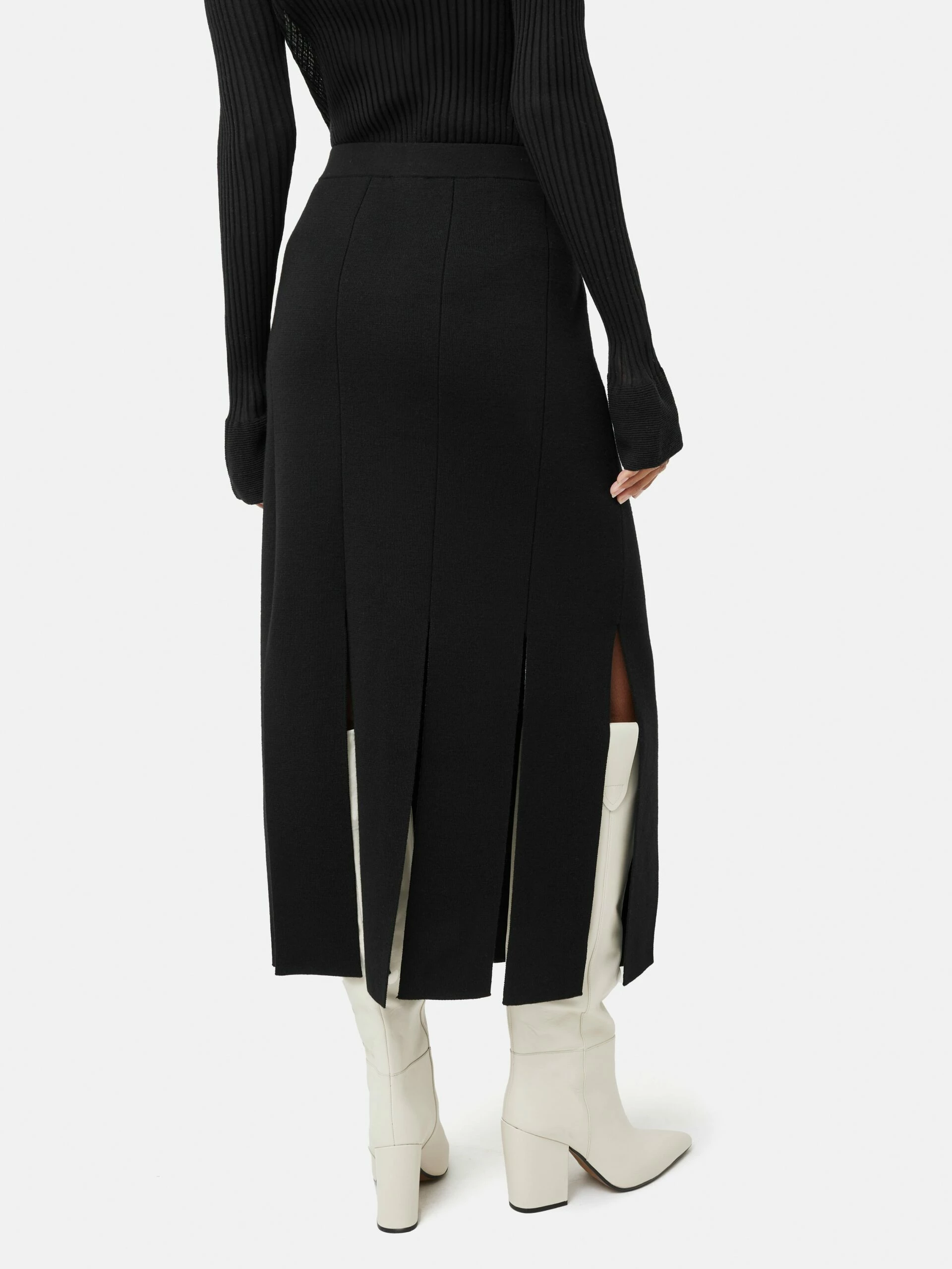 Knitted Split Hem Skirt | Black 5 Knitted Split Hem Skirt | Black - Image 5