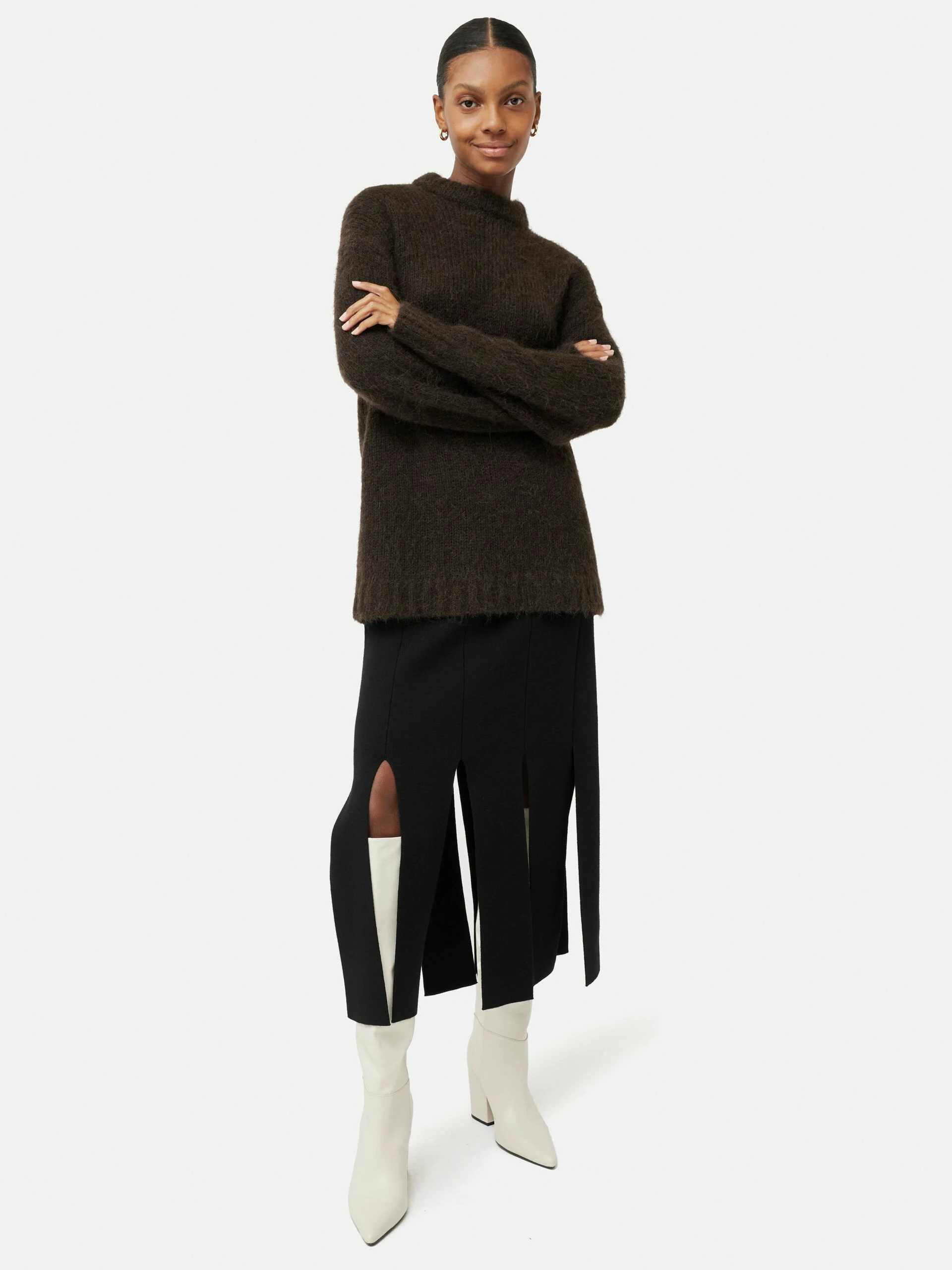 Knitted Split Hem Skirt | Black 6 Knitted Split Hem Skirt | Black - Image 6