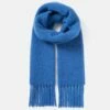 Alpaca Blend Fringed Scarf | Blue