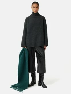 Alpaca Blend Fringed Scarf | Green 10 Alpaca Blend Fringed Scarf | Green -Jigsaw Shop J47537 GN000 7