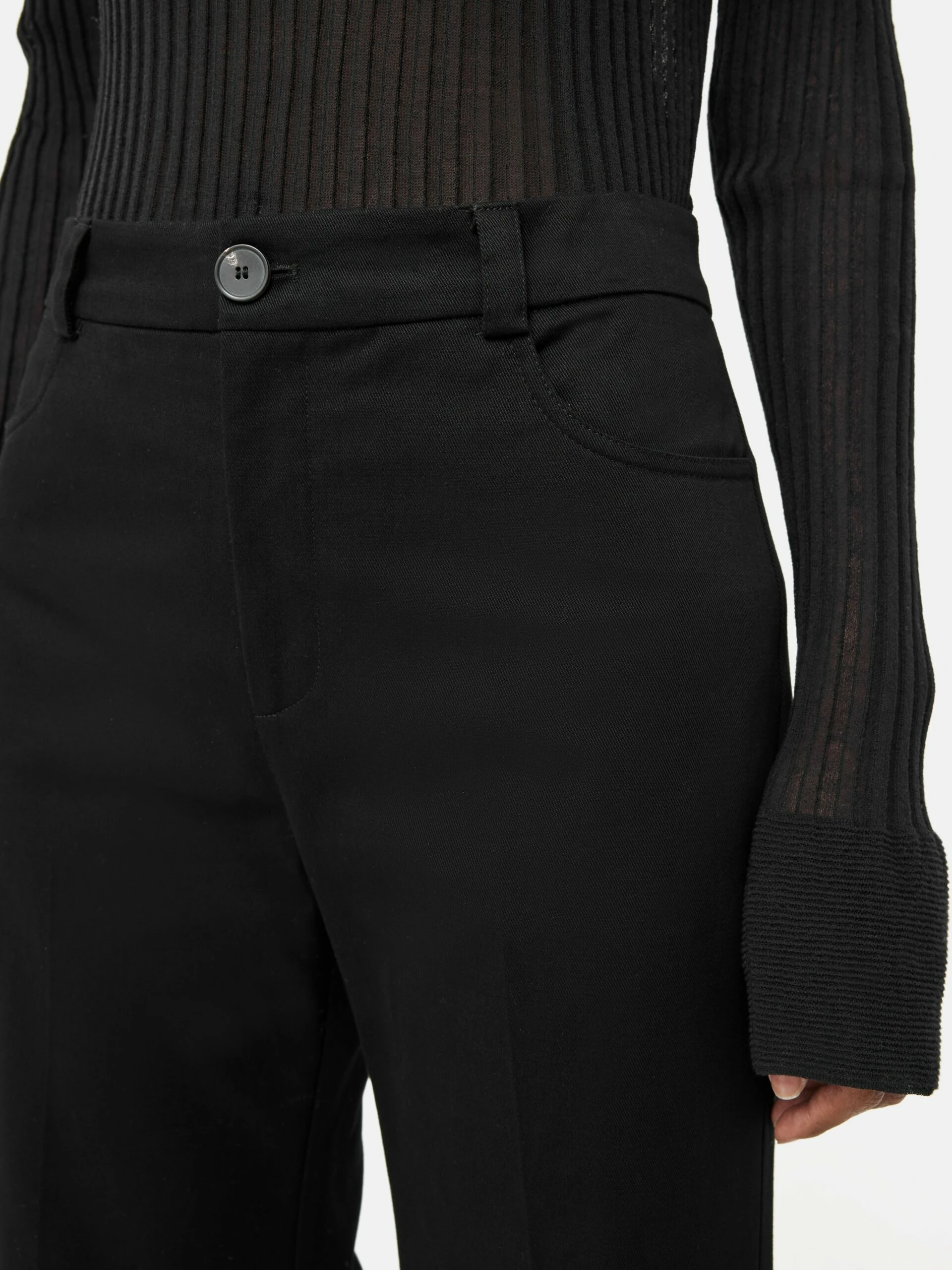 Turn Up Cotton Drill Trouser | Black 2 Turn Up Cotton Drill Trouser | Black - Image 2