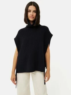 Merino Rib Side Tie Tabard | Navy